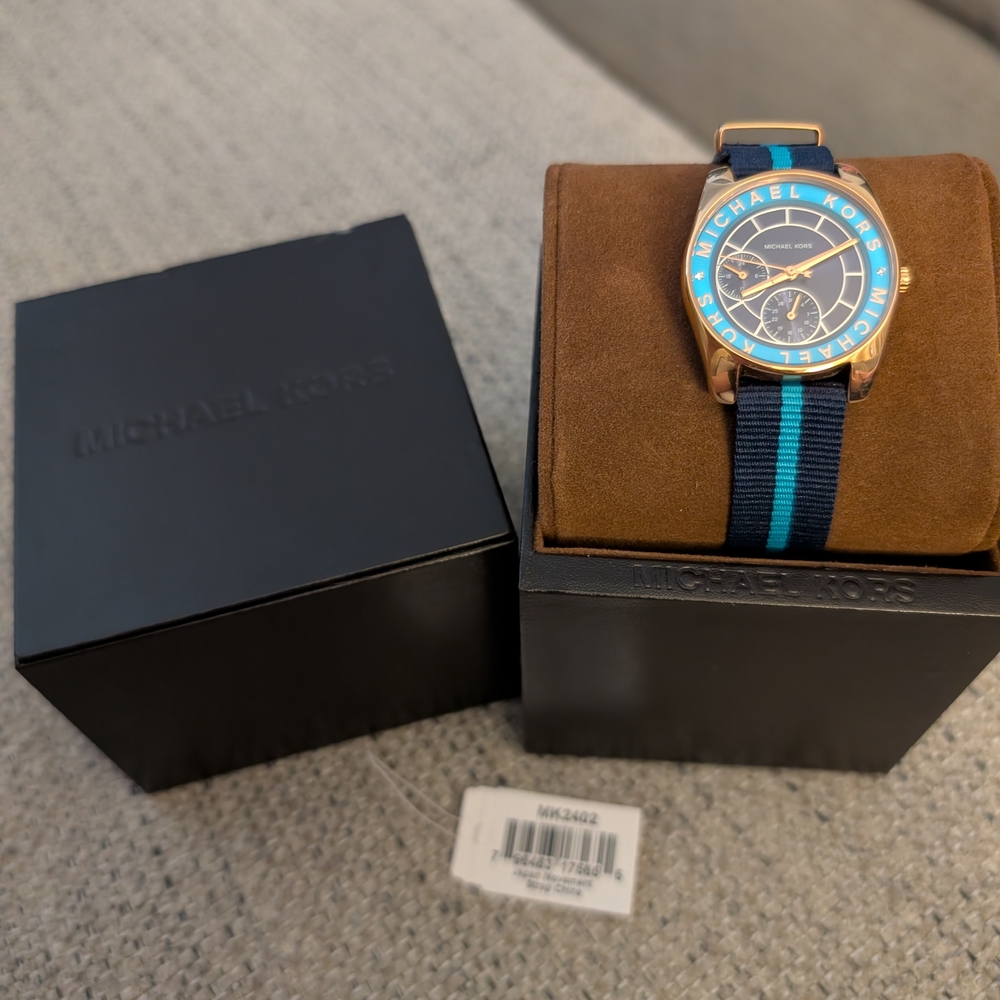 Michael Kors Women's Watch with Blue and Gold Accents